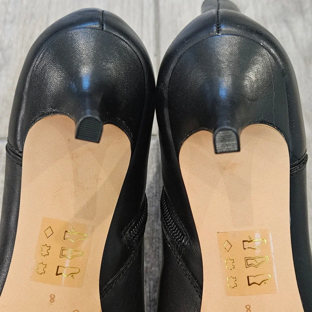 J.Crew Ankle Boots Size 8 Black Leather Kitten Heel Pointed Toe Office Bootie